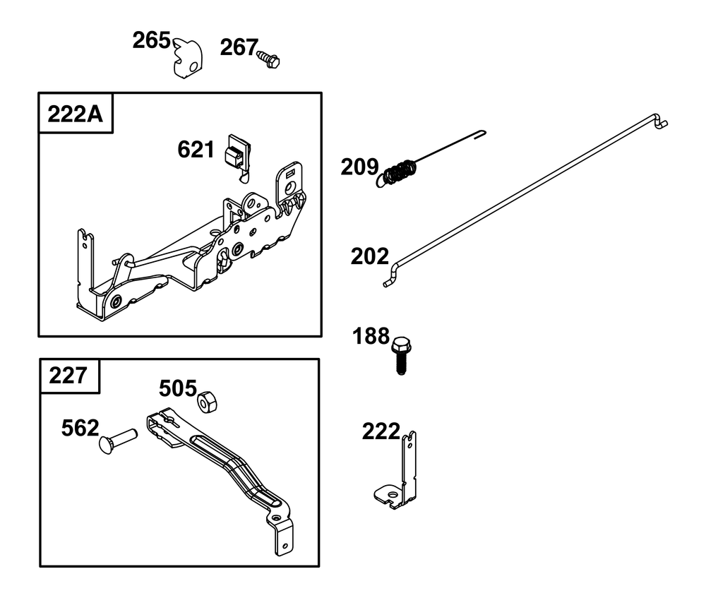 Controls Group Diagram and Parts List for 09P802-0011-H5 020000 - 09Z999 Briggs and Stratton Engine